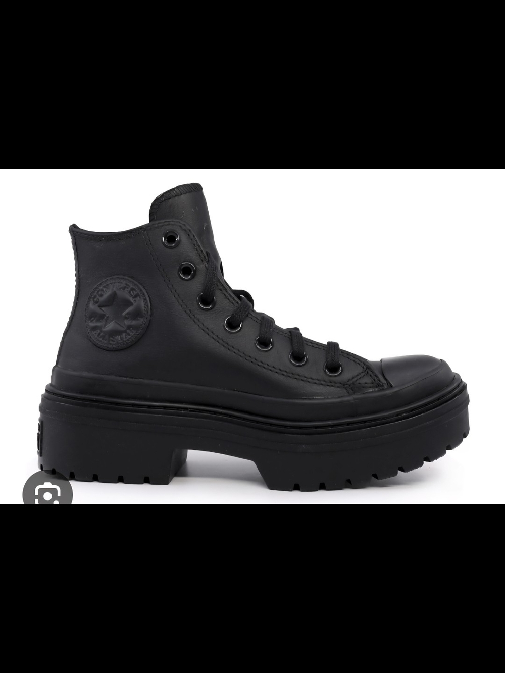 Black Leather High-Top Platform Converse